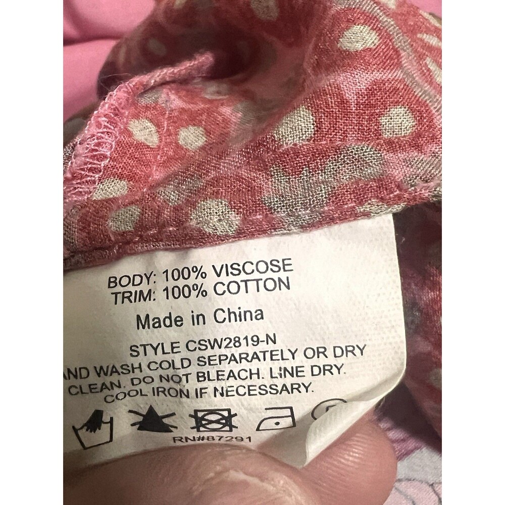 Johnny Was California Blouse Pink Button Up Floral Embroidered Oversized L - Picture 13 of 13